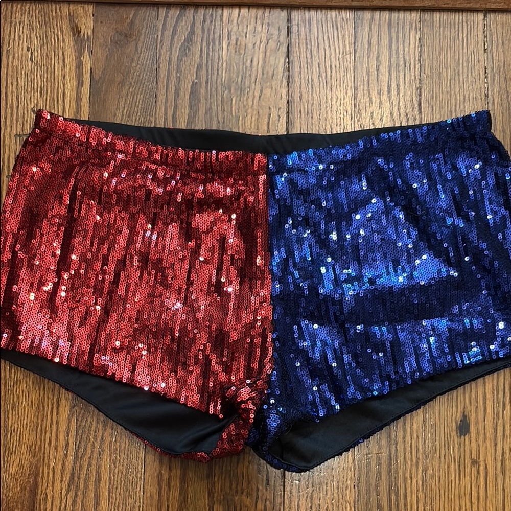 Sequin Red and Blue Women's Shorts